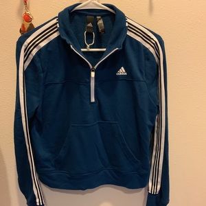 ADIDAS BLUE CROP TOP PULL OVER